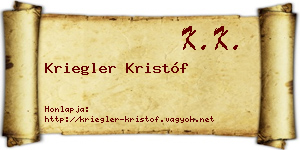 Kriegler Kristóf névjegykártya