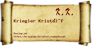 Kriegler Kristóf névjegykártya